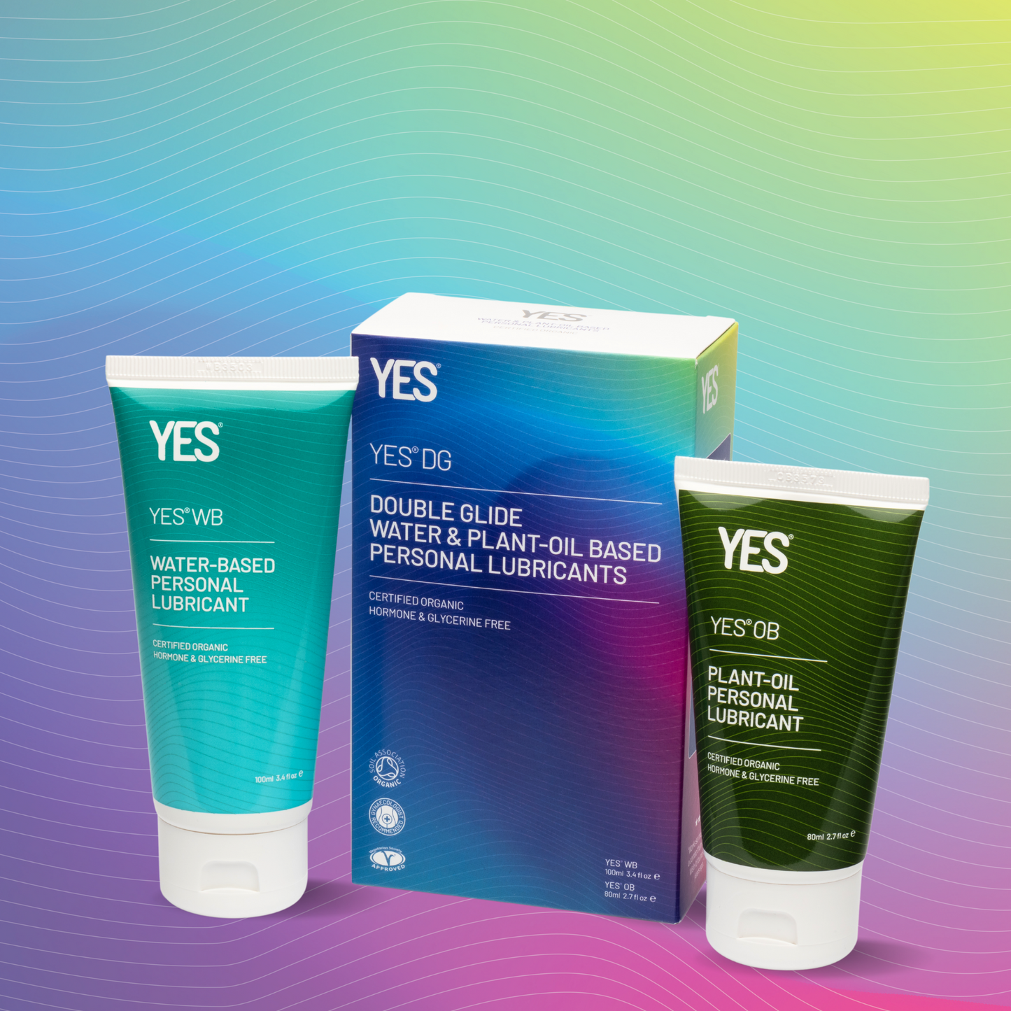 YES double glide next to a tube of YES WB and YES OB.
