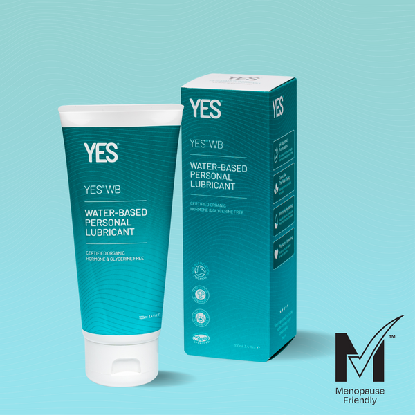 YES WB 100ml water based lubricant tube next to the WB water based lubricant carton.