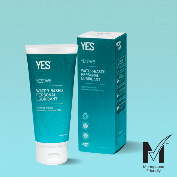 YES WB 100ml water based lubricant tube next to the WB water based lubricant carton. 