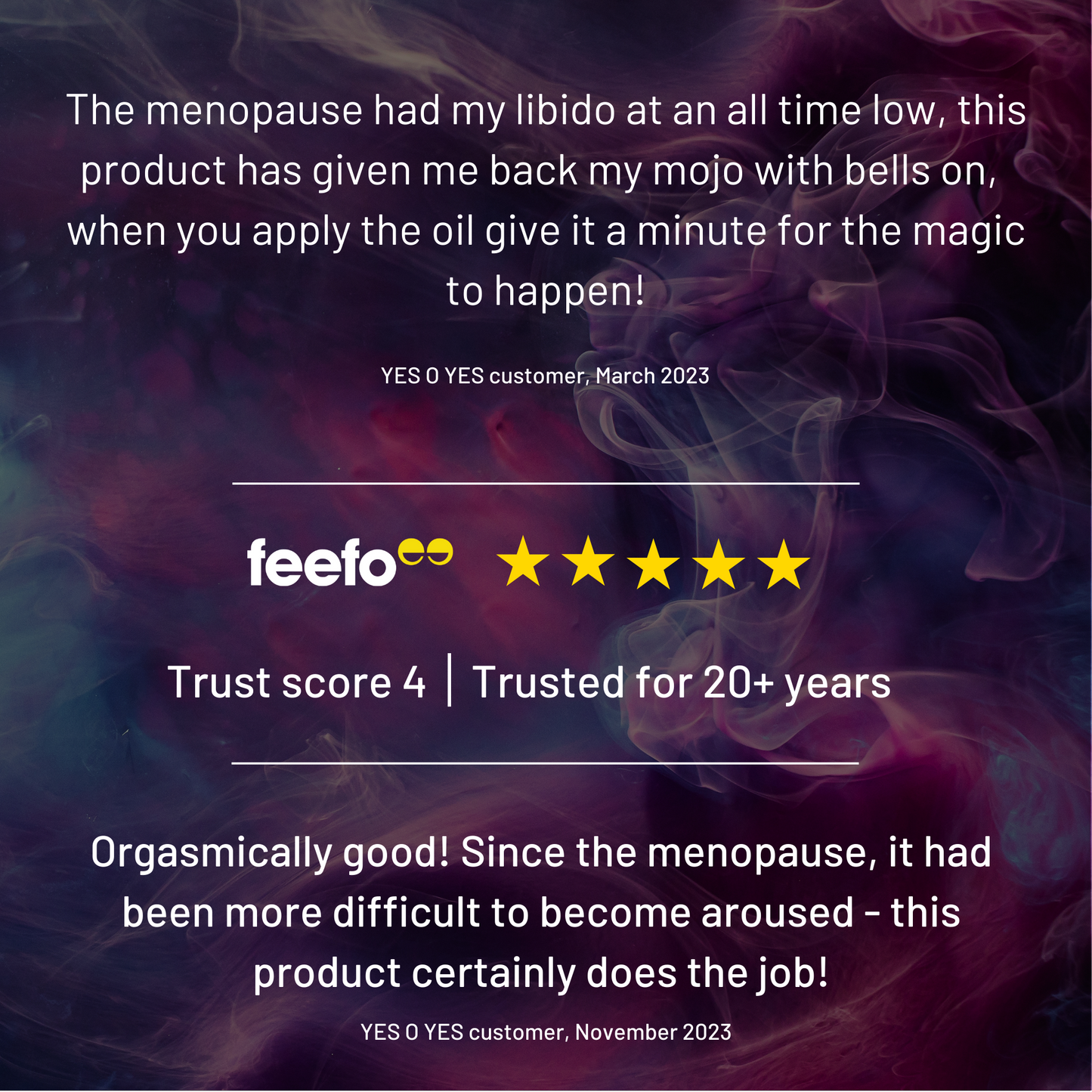 The menopause had my libido at an all time low, this product has given me back my mojo with bells on