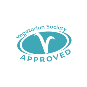 All YES products are approved by the vegetarian society.  The vegetarian society logo on a white background